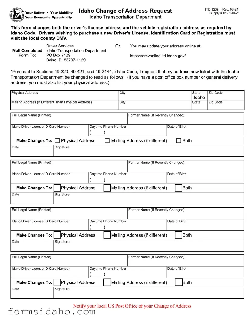 Idaho Itd 3239 Form