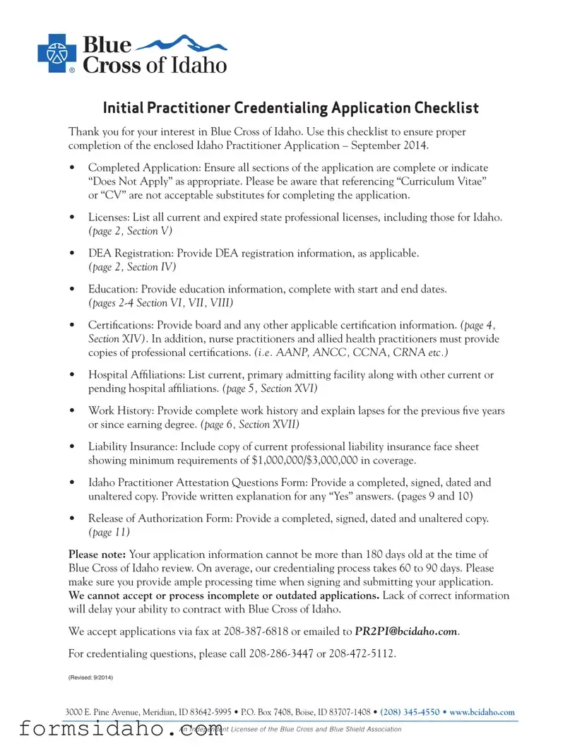 Idaho Practitioner Application Form