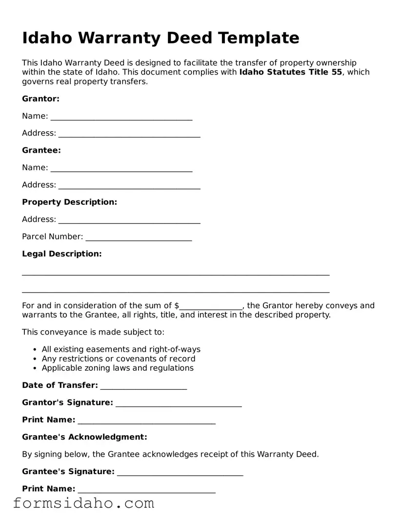 Legal Deed Document for the State of Idaho