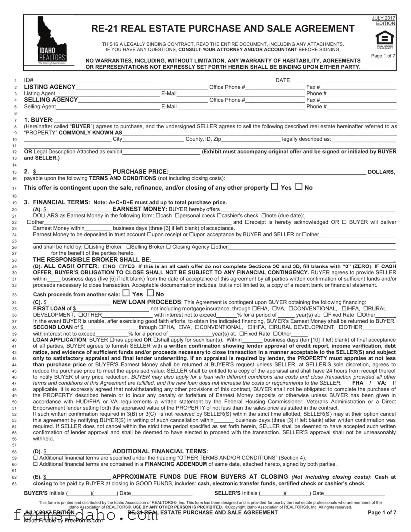 Idaho Re 21 Form