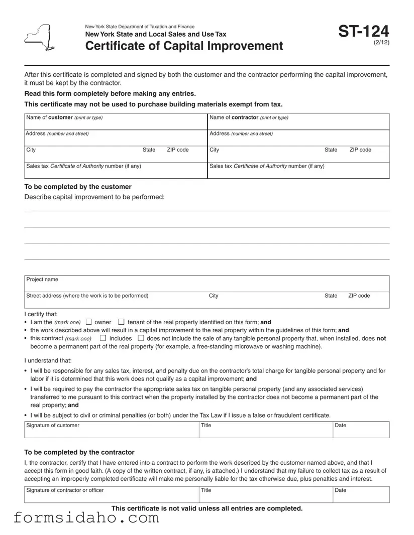 Idaho St 124 Form
