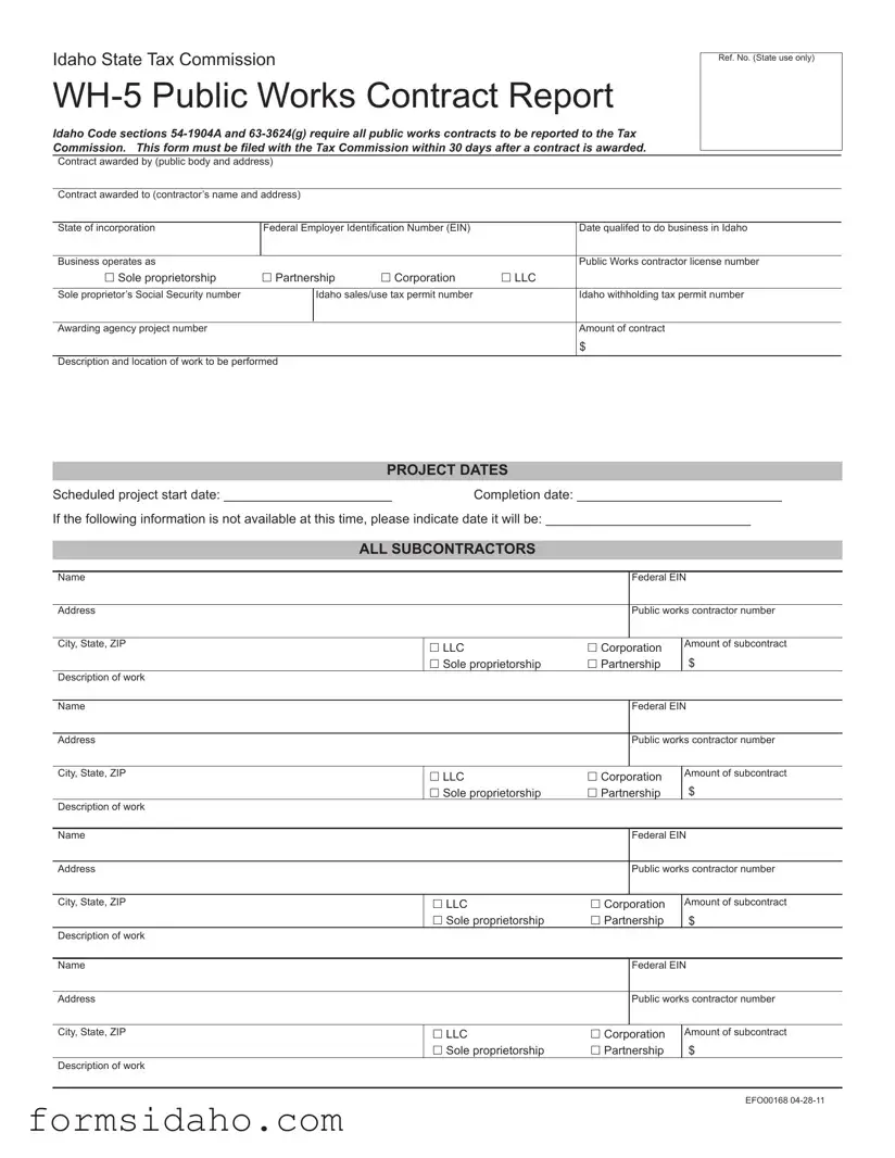 Idaho Wh 5 Form