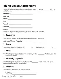 Legal Lease Agreement Document for the State of Idaho