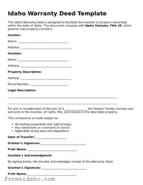 Legal Deed Document for the State of Idaho