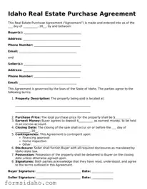 Legal Real Estate Purchase Agreement Document for the State of Idaho